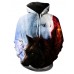 Men's Long Sleeve Hoodie - 3D / Animal Print Hooded White