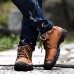 Men's Combat Boots Leather Fall / Winter Boots Black / Brown