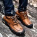 Men's Combat Boots Leather Fall / Winter Boots Black / Brown