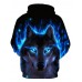 Men's Plus Size Long Sleeve Hoodie - 3D / Animal Wolf