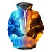 Men's Plus Size Basic / Exaggerated Long Sleeve Loose Hoodie - 3D / Animal Wolf