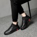 Men's Leather Shoes Nappa Leather Fall Sporty / Casual Sneakers Keep Warm Black