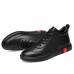 Men's Leather Shoes Nappa Leather Fall Sporty / Casual Sneakers Keep Warm Black