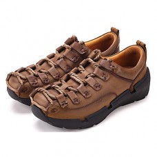 Men's Nappa Leather Spring / Summer / Fall Comfort Sneakers Hiking Shoes Light Brown