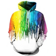 Men's Plus Size Long Sleeve Hoodie - 3D Print Hooded White