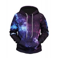 Men's Long Sleeve Hoodie - 3D Print Hooded Lavender