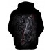 Men's Plus Size Sports Exaggerated Long Sleeve Loose Hoodie - 3D / Skull Print Hooded Black
