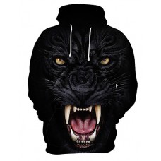 Men's Plus Size Sports Exaggerated Long Sleeve Loose Hoodie - 3D / Skull Print Hooded Black