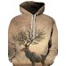 Men's Plus Size Active / Exaggerated Long Sleeve Loose Hoodie - 3D / Cartoon Print Hooded Yellow
