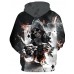 Men's Plus Size Long Sleeve Loose Hoodie - 3D / Skull Print Hooded Black