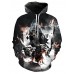 Men's Plus Size Long Sleeve Loose Hoodie - 3D / Skull Print Hooded Black