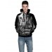 Men's Plus Size Punk & Gothic / Exaggerated Long Sleeve Hoodie - Geometric Print Round Neck Black