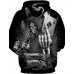 Men's Plus Size Punk & Gothic / Exaggerated Long Sleeve Hoodie - Geometric Print Round Neck Black