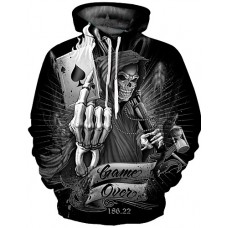 Men's Plus Size Punk & Gothic / Exaggerated Long Sleeve Hoodie - Geometric Print Round Neck Black