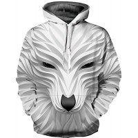 Men's Plus Size Punk & Gothic / Exaggerated Long Sleeve Hoodie - 3D Print Round Neck White