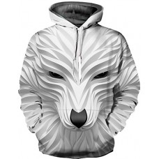 Men's Plus Size Punk & Gothic / Exaggerated Long Sleeve Hoodie - 3D Print Round Neck White
