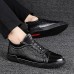 Men's Leather Shoes Nappa Leather Spring & Fall Sporty / Casual Sneakers Non-slipping Black