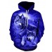 Men's Plus Size Sports Long Sleeve Loose Hoodie - 3D Wolf, Print Hooded Blue