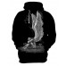Men's Plus Size Sports Exaggerated Long Sleeve Loose Hoodie - 3D / Skull Print Hooded Black