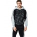 Men's Casual Hoodie - Color Block / Letter Black