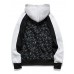 Men's Casual Hoodie - Color Block / Letter Black