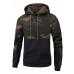 Men's Casual Hoodie - Color Block / Camo / Camouflage Black