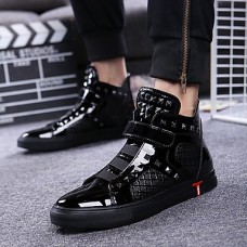 Men's Novelty Shoes Leather Fall / Winter British Sneakers Black / Silver