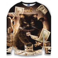Men's Long Sleeve Sweatshirt - 3D Print Black 